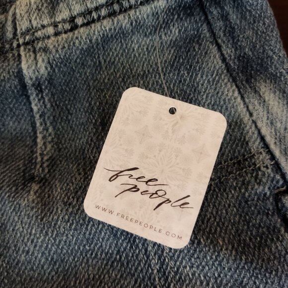 Free People - Osaka Mid Rise Barrel Jeans - Spring Garden & Blue  - Size 28 - Picture 5 of 6